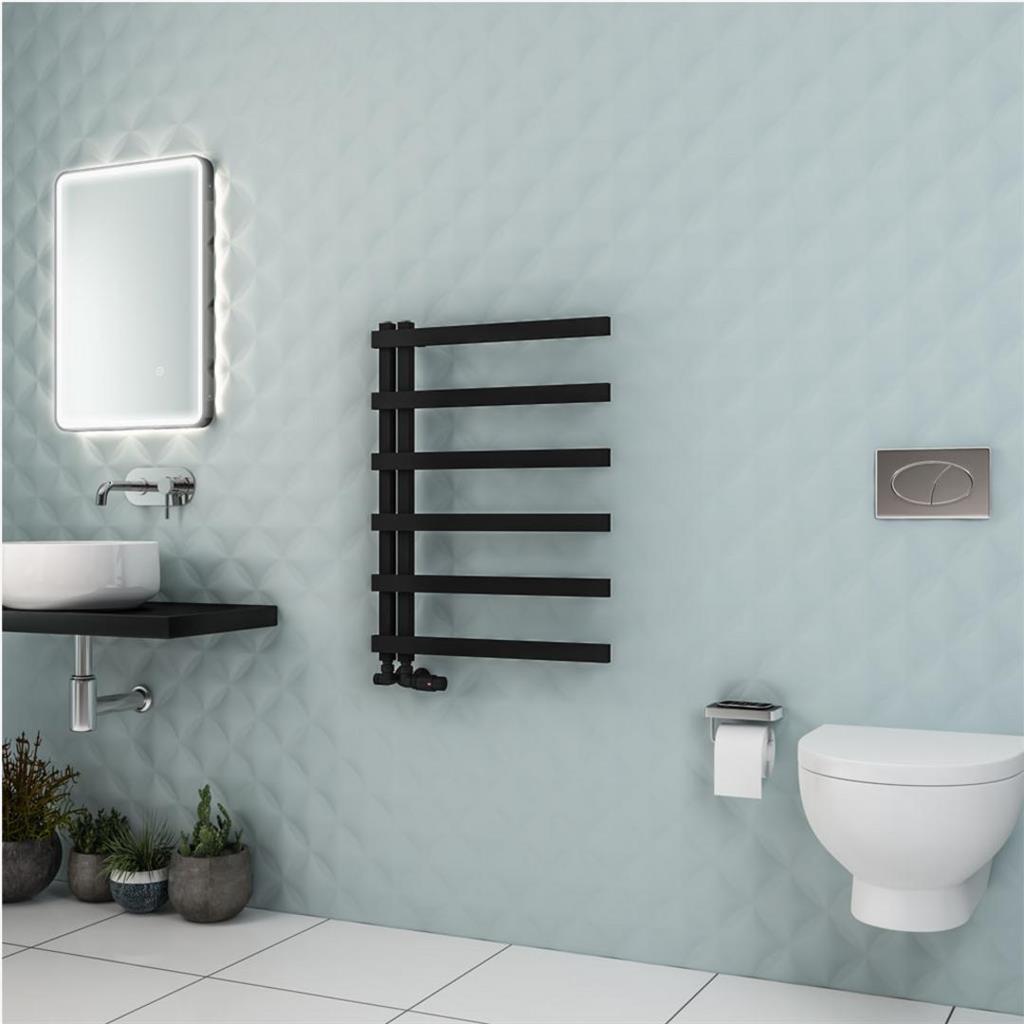 Eastbrook Platani Designer Towel Radiator 600mm x 800mm - Matt Black - 89.1347 - TAP 'N' SHOWER