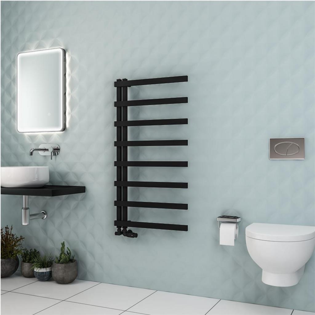 Eastbrook Platani Designer Towel Radiator 600mm x 1150mm - Matt Black - 89.1349 - TAP 'N' SHOWER