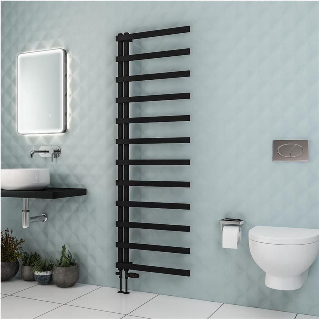 Eastbrook Platani Designer Towel Radiator 600mm x 1800mm - Matt Black - 89.1351 - TAP 'N' SHOWER