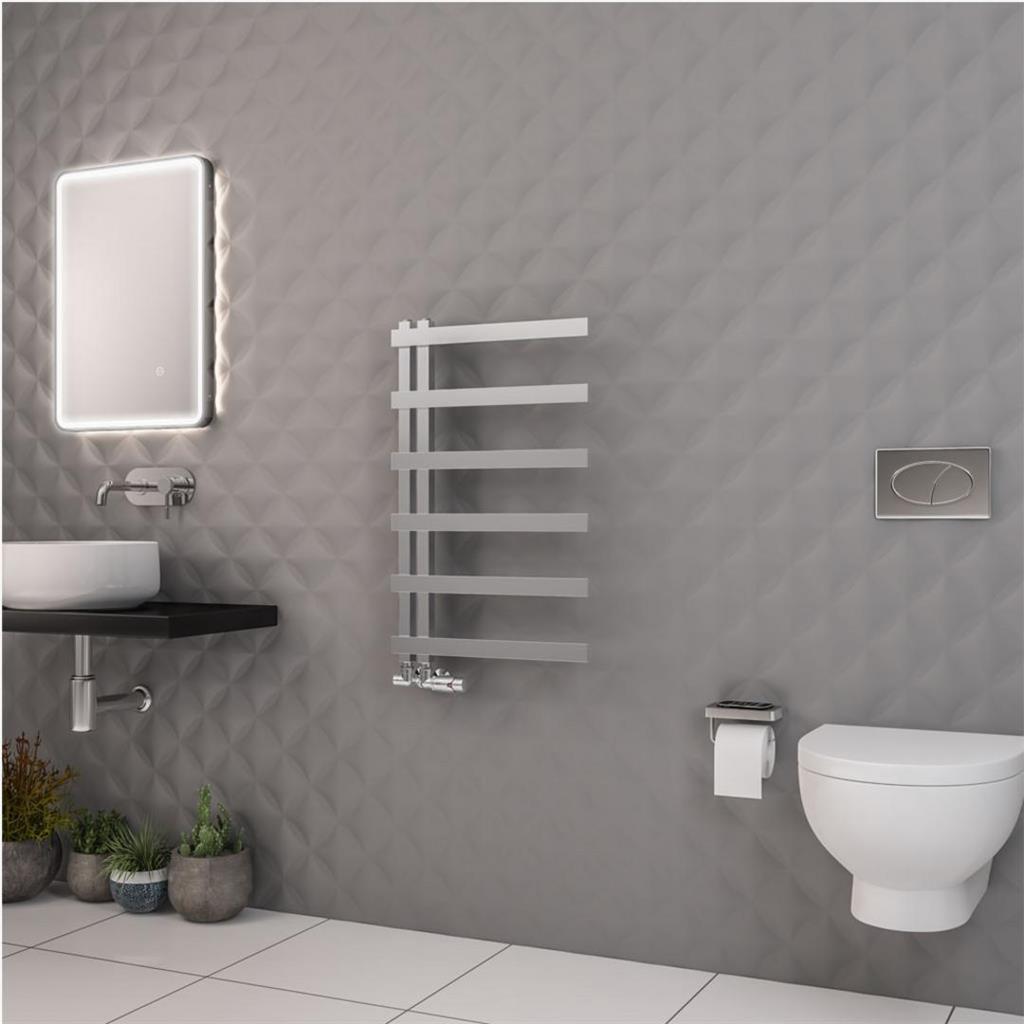 Eastbrook Platani Designer Towel Radiator 500mm x 800mm - Matt Chrome - 89.1352 - TAP 'N' SHOWER