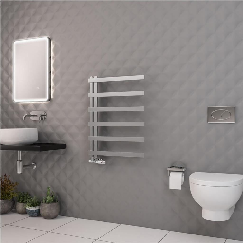 Eastbrook Platani Designer Towel Radiator 600mm x 800mm - Matt Chrome - 89.1353 - TAP 'N' SHOWER