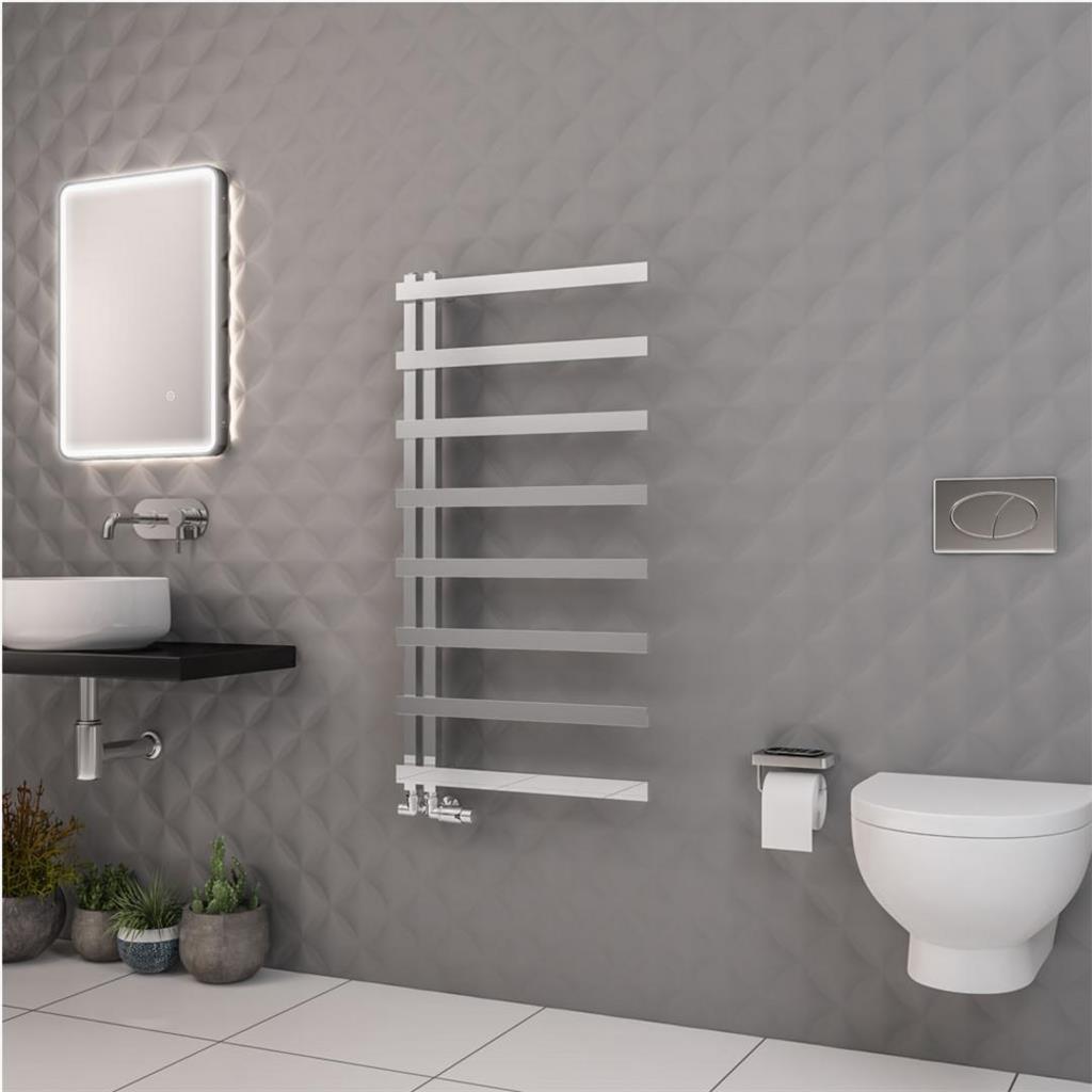 Eastbrook Platani Designer Towel Radiator 600mm x 1150mm - Matt Chrome - 89.1355 - TAP 'N' SHOWER