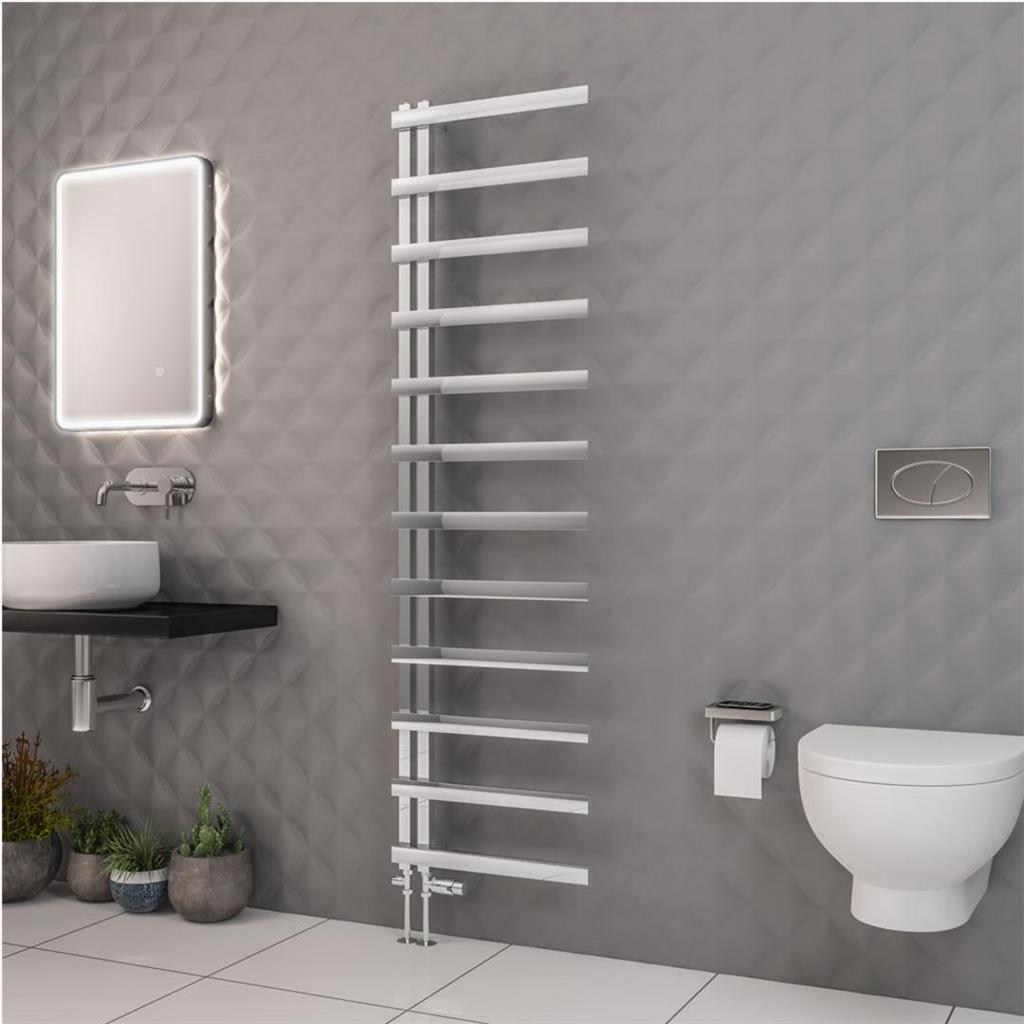 Eastbrook Platani Designer Towel Radiator 500mm x 1800mm - Matt Chrome - 89.1356 - TAP 'N' SHOWER