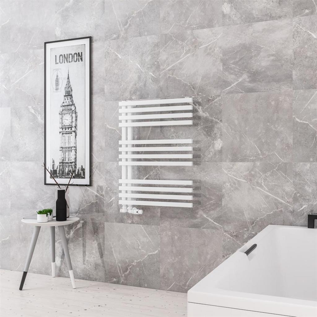 Eastbrook Reinbach Designer Towel Radiator 600mm x 800mm - Matt White - 89.1359 - TAP 'N' SHOWER