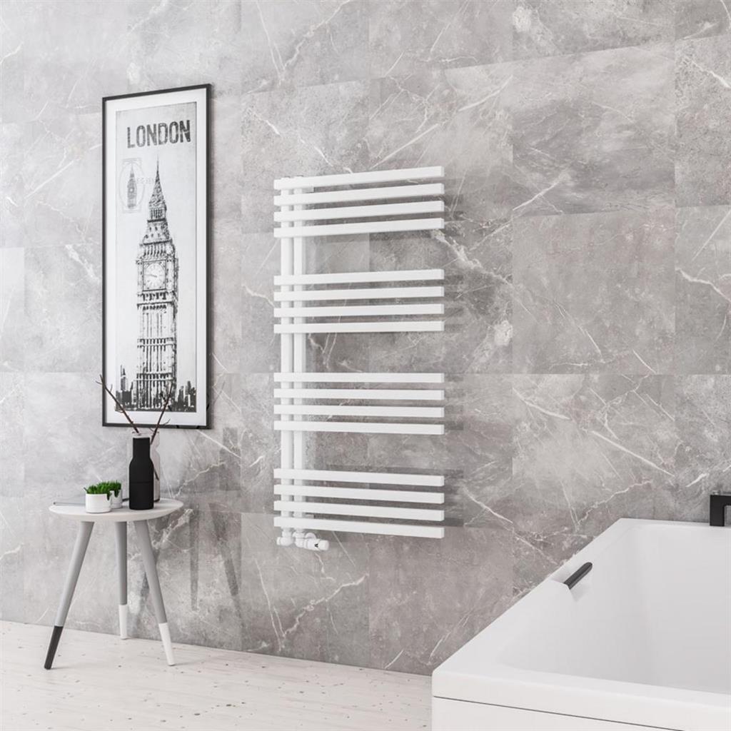 Eastbrook Reinbach Designer Towel Radiator 600mm x 1200mm - Matt White - 89.1361 - TAP 'N' SHOWER