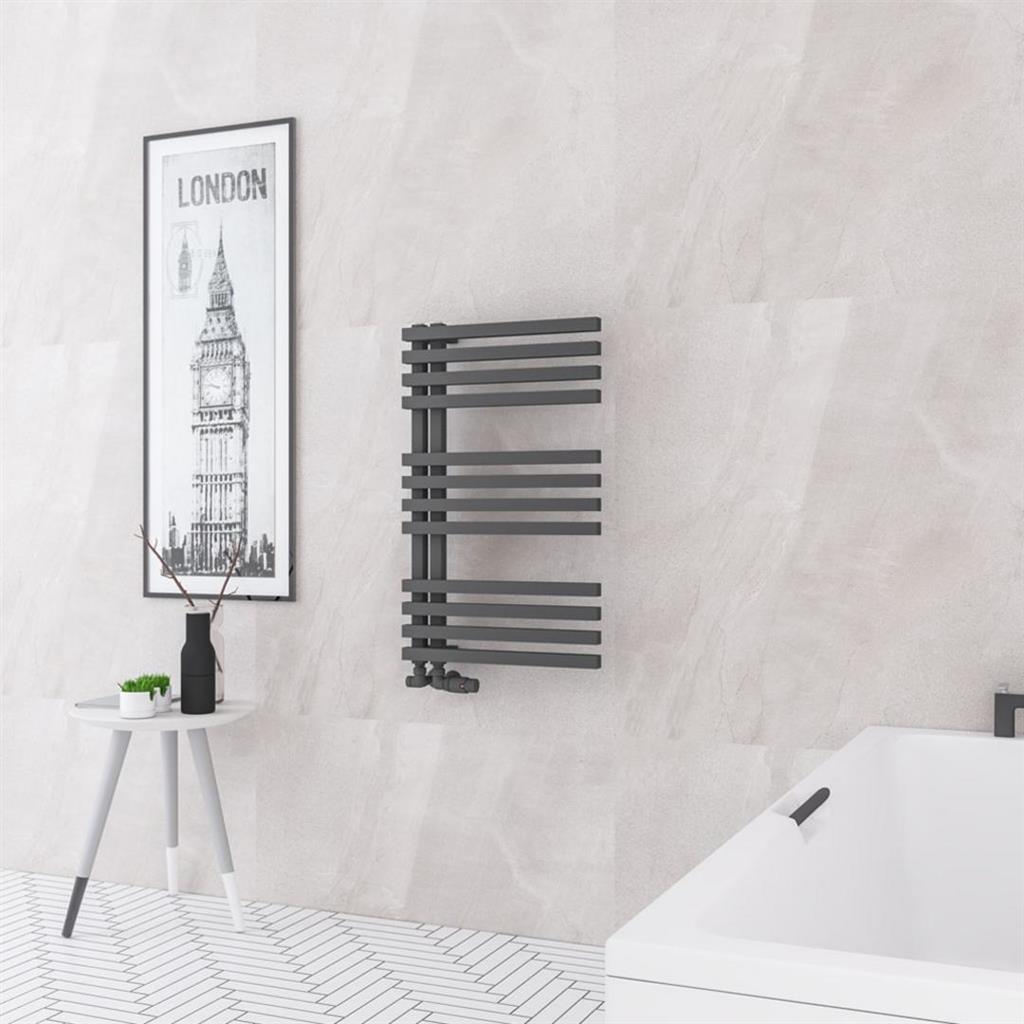 Eastbrook Reinbach Designer Towel Radiator 500mm x 800mm - Matt Anthracite - 89.1376 - TAP 'N' SHOWER