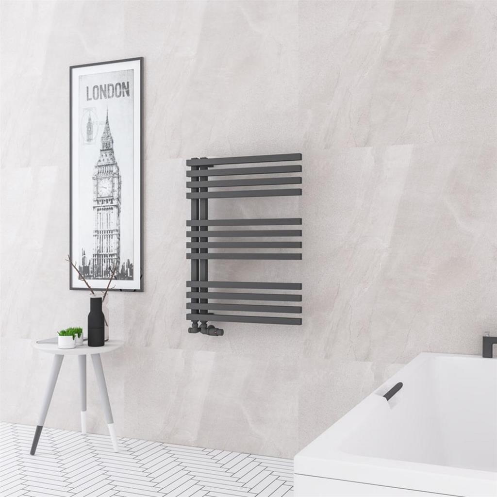 Eastbrook Reinbach Designer Towel Radiator 600mm x 800mm - Matt Anthracite - 89.1377 - TAP 'N' SHOWER