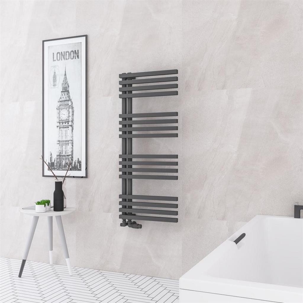 Eastbrook Reinbach Designer Towel Radiator 500mm x 1200mm - Matt Anthracite - 89.1378 - TAP 'N' SHOWER