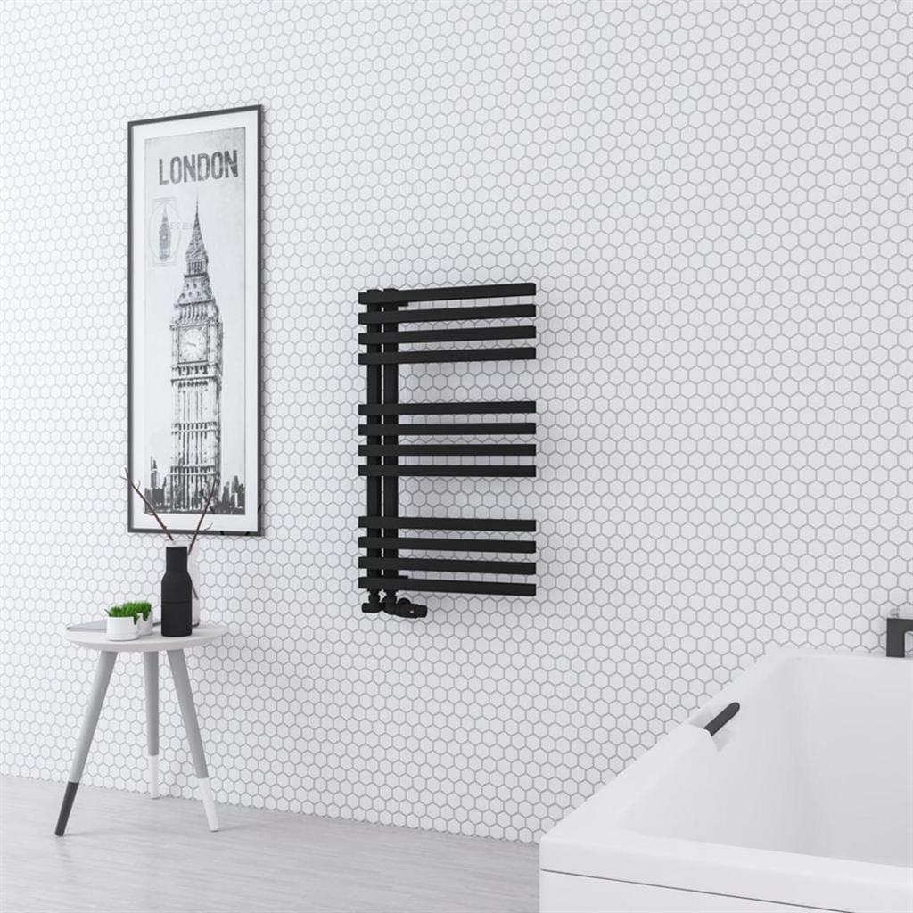 Eastbrook Reinbach Designer Towel Radiator 500mm x 800mm - Matt Black - 89.1382 - TAP 'N' SHOWER