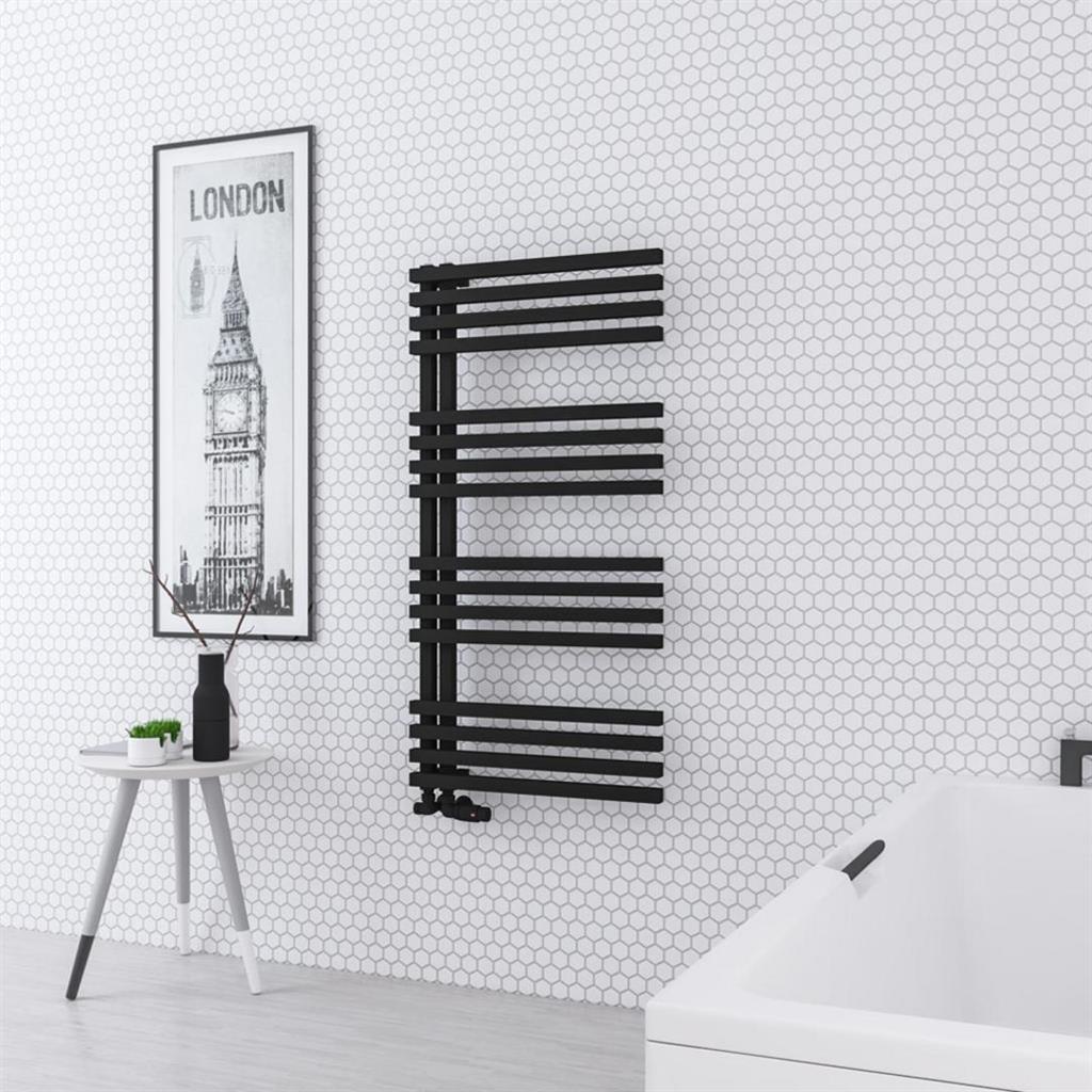 Eastbrook Reinbach Designer Towel Radiator 600mm x 1200mm - Matt Black - 89.1385 - TAP 'N' SHOWER