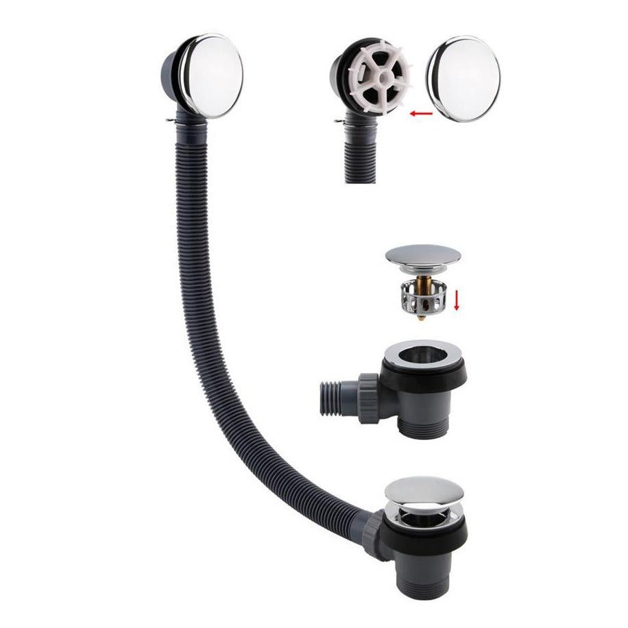 Eastbrook Bath Push Button Waste & Overflow - Chrome - 98.1011 - TAP 'N' SHOWER