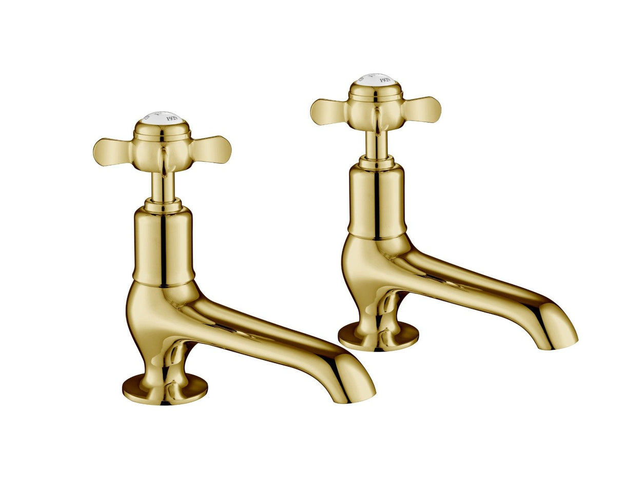 JTP Grosvenor Pinch Long Nose Basin Taps - Antique Brass - 98011G - TAP 'N' SHOWER