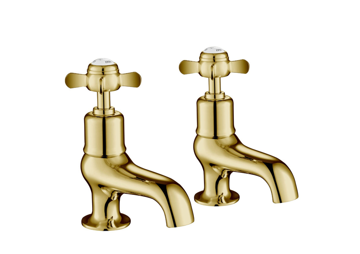 JTP Grosvenor Pinch Bath Taps - Antique Brass - 98015G - TAP 'N' SHOWER