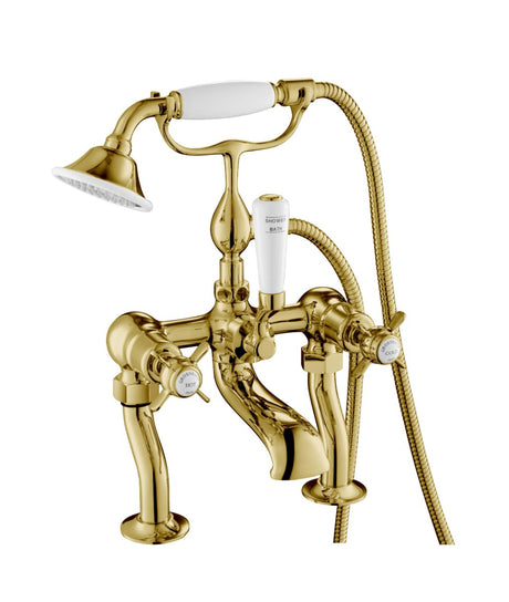 JTP Deck Mounted Bath Shower Mixer with Kit - Antique Brass - 98275G
