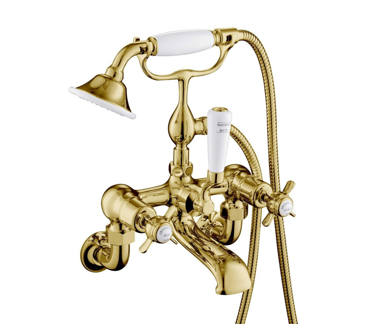 JTP Bath Shower Mixer Wall Mounted with Kit - Antique Brass - 98275WMG - TAP 'N' SHOWER