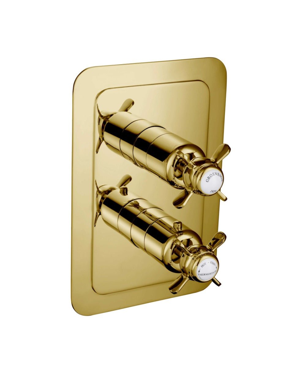 JTP Grosvenor Pinch Thermostatic 1 Outlet Shower Valve - Antique Brass - 98651G - TAP 'N' SHOWER