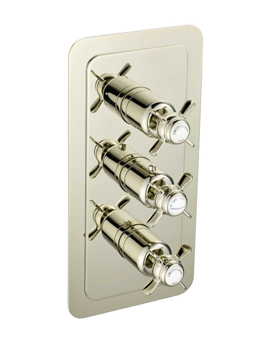 JTP Grosvenor Pinch Thermostatic 2 Outlet Shower Valve - Nickel - 98690NK - TAP 'N' SHOWER