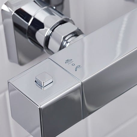 Bristan Qubo Thermostatic Bar Mixer Shower with Shower Kit Fixed Shower Head - Chrome - QB SHXDIVCTFF C - TAP 'N' SHOWER