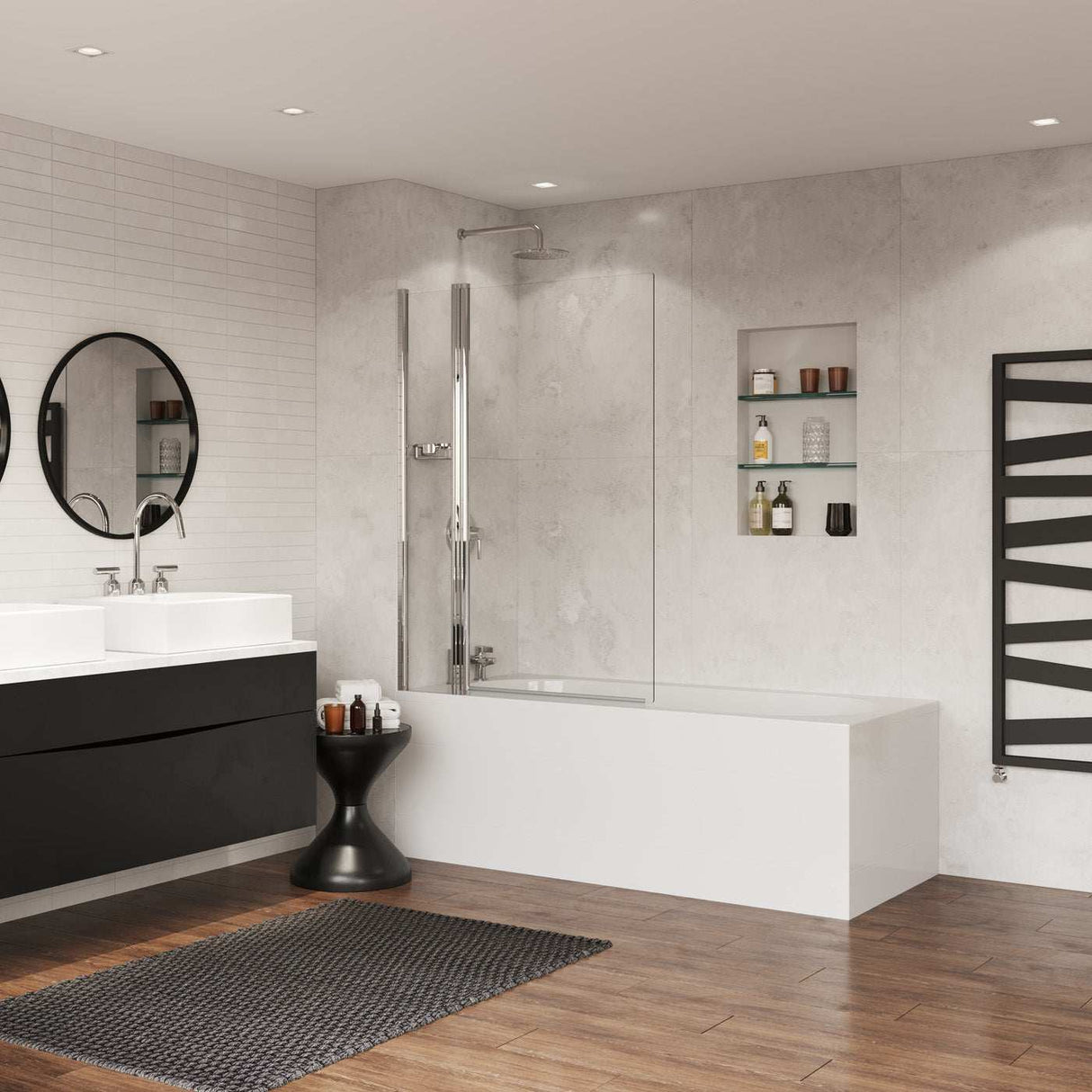 Coram 5mm Glass Frameless 1400mm H x 1050mm W Square Bath Screen - Clear - SFQ105CUC - TAP 'N' SHOWER