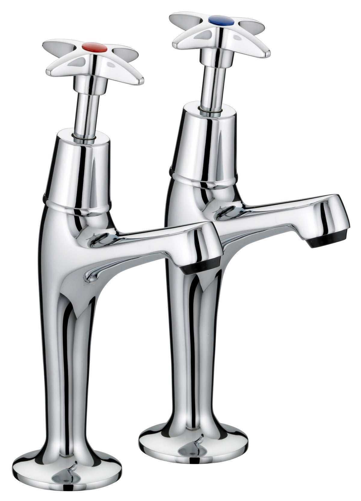 Bristan Value Crosshead Modern High Neck Kitchen Sink Taps Pair - Chro