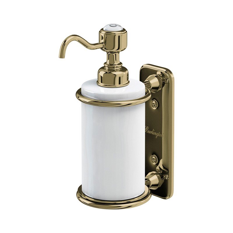 Burlington Wall Mounted Liquid Soap Dispenser - Gold/White - A19GOLD - TAP 'N' SHOWER