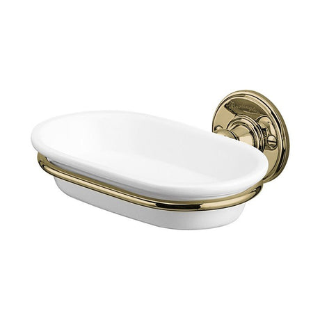 Burlington Wall Mounted Soap Dish Gold/White - A1GOLD - TAP 'N' SHOWER