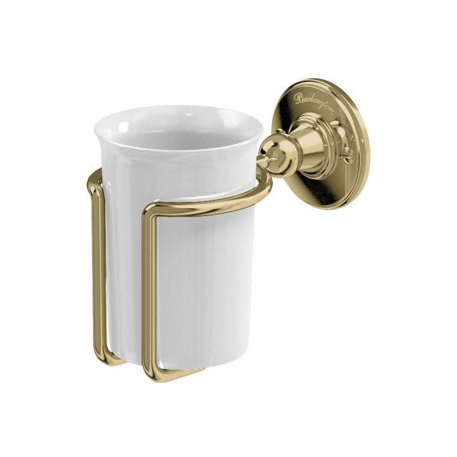 Burlington Wall Mounted Tumbler and Holder Gold/White - A2GOLD - TAP 'N' SHOWER