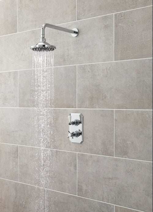 Nuie Dual Handle Beaumont Traditional Concealed Shower Valve - Chrome