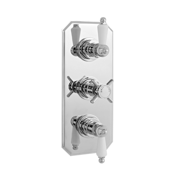 Nuie Triple Handle Beaumont Traditional Concealed Shower Valve - Chrom