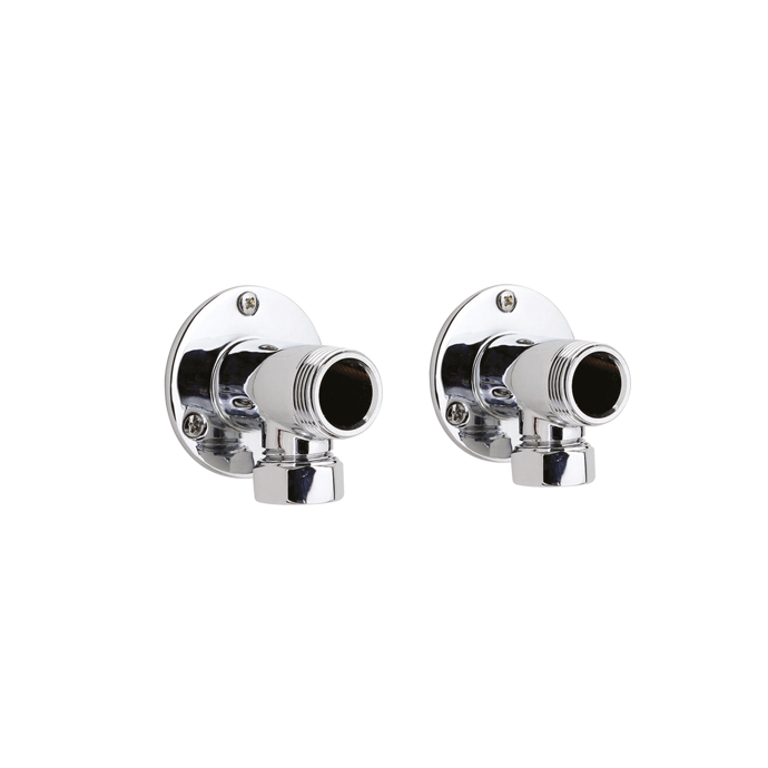 Nuie Bar Shower Pair Elbow Unions - Chrome - A312