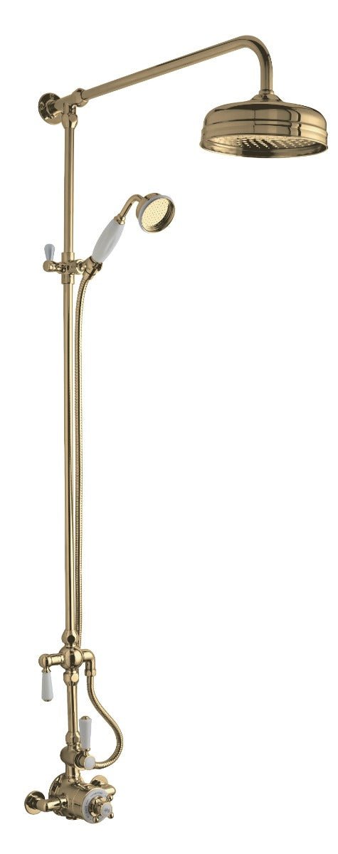 Launde Abbey Shower Kits Wall Mounted Thermostatic Shower Valve and Kit - Brushed Brass - TAP 'N' SHOWER