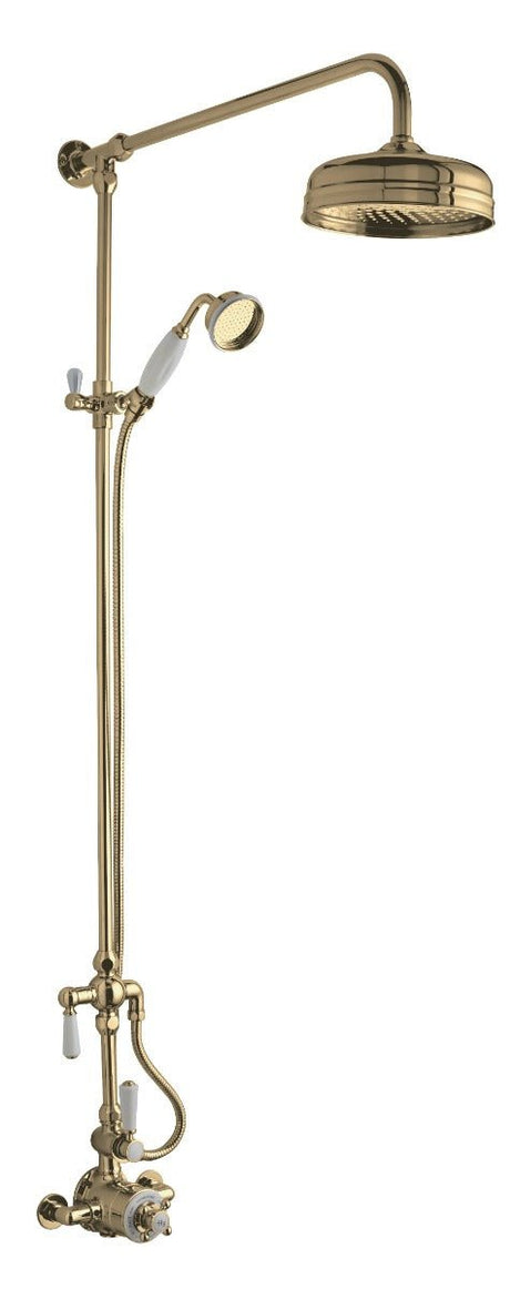 Launde Abbey Shower Kits Wall Mounted Thermostatic Shower Valve and Kit - Brushed Brass - TAP 'N' SHOWER