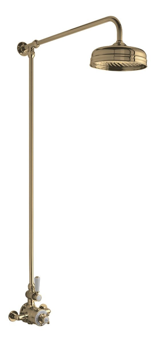 Launde Abbey Traditional Thermostatic Shower Valve with Shower Kit - Brushed Brass - TAP 'N' SHOWER