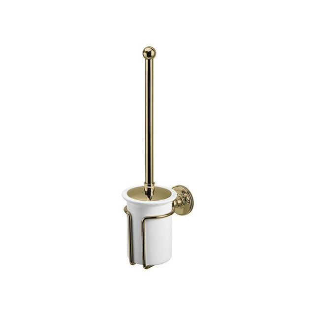 Burlington Wall Mounted Toilet Brush & Holder - Gold/White - A8GOLD - TAP 'N' SHOWER