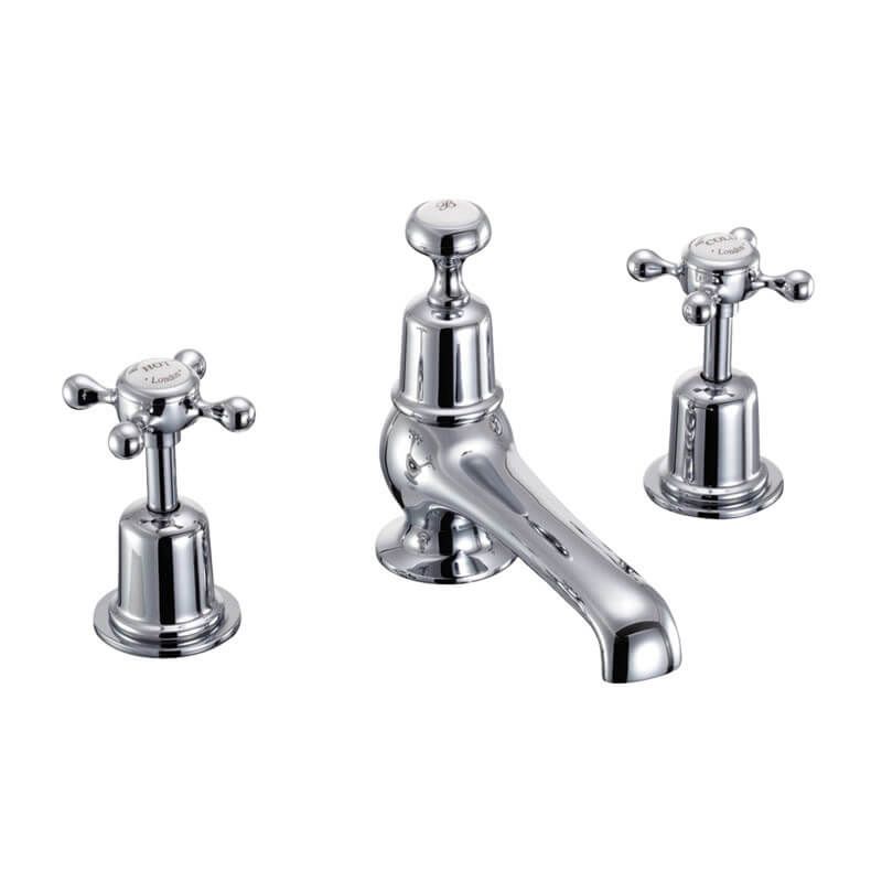 Burlington Claremont Chrome 3 Hole Basin Mixer with Pop - Up Waste - CL12 - TAP 'N' SHOWER
