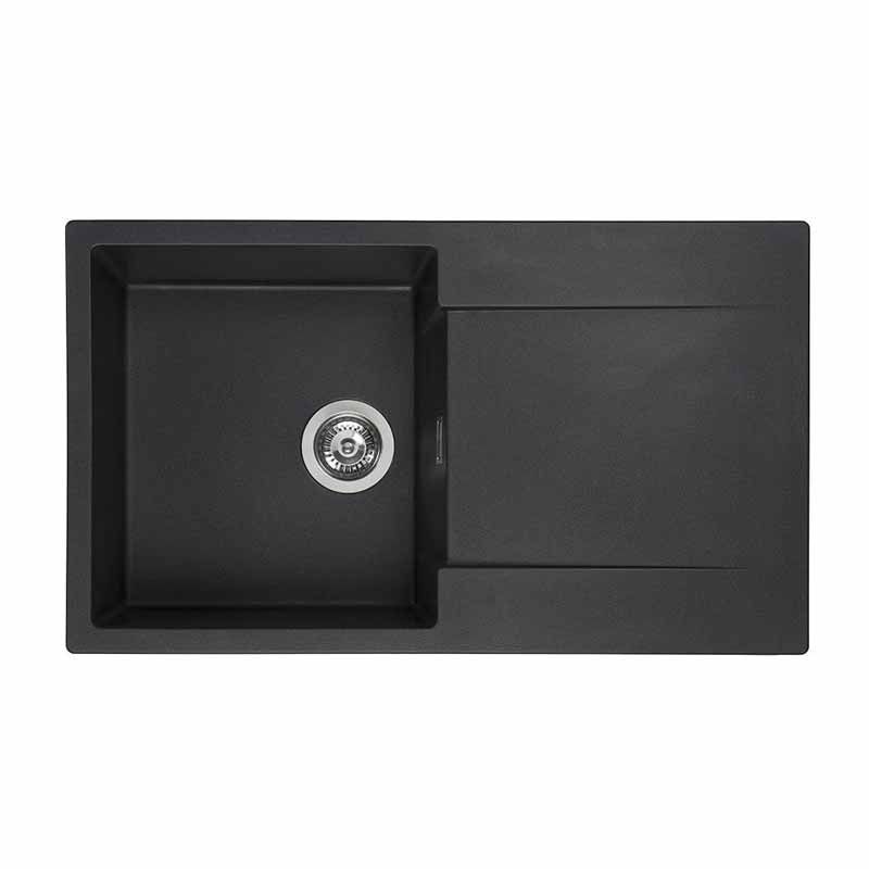 Reginox Amsterdam 10 1 Bowl Sink And Drainer - Black Silvery - AMSTERDAM 10 BS - TAP 'N' SHOWER
