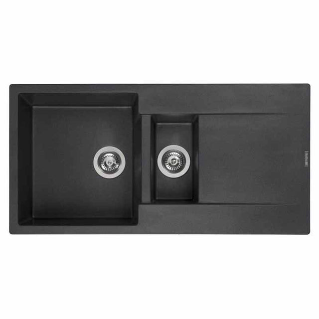 Reginox Amsterdam 15 1.5 Bowl Sink And Drainer - Black Silvery - AMSTERDAM 15 BS - TAP 'N' SHOWER