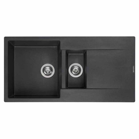 Reginox Amsterdam 15 1.5 Bowl Sink And Drainer - Black Silvery - AMSTERDAM 15 BS - TAP 'N' SHOWER