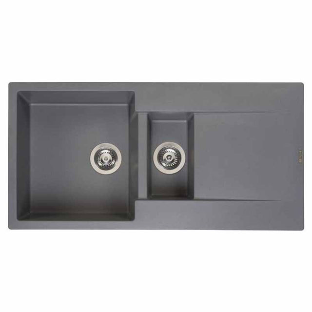 Reginox Amsterdam 15 1.5 Bowl Sink And Drainer - Grey Silvery - AMSTERDAM 15 GS - TAP 'N' SHOWER
