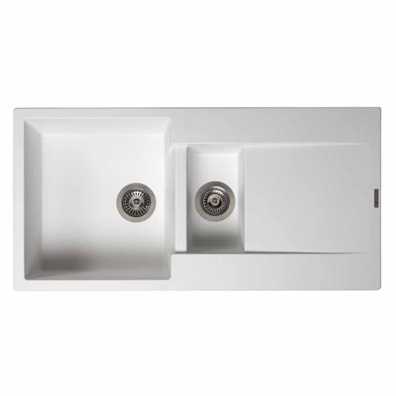 Reginox Amsterdam 15 1.5 Bowl Sink And Drainer - Pure White - AMSTERDAM 15 PW - TAP 'N' SHOWER