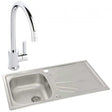 Abode Trydent 1.0 Bowl stainless steel inset kitchen sink with Atlas tap, 860mm by 500mm, modern durable design