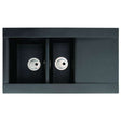 Abode Aspekt 1.5 Bowl black metallic granite inset kitchen sink with 950mm length and 540mm width