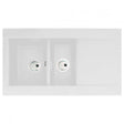 White granite inset kitchen sink with 1.5 bowls, durable and modern design, Abode Aspekt 950mm x 540mm