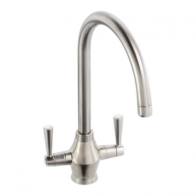 Abode Astral Monobloc Brushed Nickel Dual Lever Kitchen Sink Mixer Tap - AT1157 - TAP 'N' SHOWER
