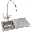 Abode Connekt 1.0 Bowl stainless steel inset kitchen sink with Nexa chrome mixer tap, 860mm x 500mm, durable and stylish design
