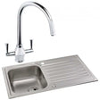 Abode Connekt 1.0 Bowl stainless steel inset kitchen sink with dual-handle Astral tap and integrated draining board.