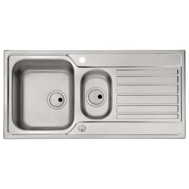 Abode Connekt 1.5 Bowl stainless steel inset kitchen sink with drainer, 1000mm x 500mm