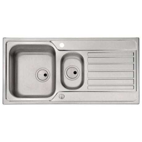 Abode Connekt 1.5 Bowl stainless steel inset kitchen sink with drainer, 1000mm x 500mm