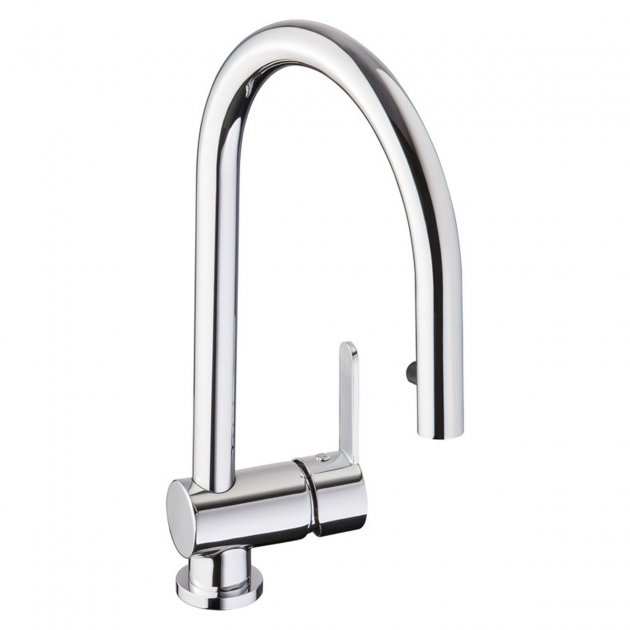 Abode Czar Side Lever chrome pull out kitchen sink mixer tap with sleek modern design