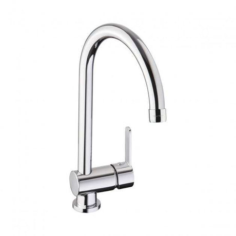 Abode Czar Side Lever chrome kitchen sink mixer tap with high-arc spout and single lever control